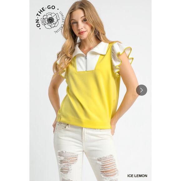 Umgee Tops - Umgee - Luxeknit Ruffle Sleeve Top - Small